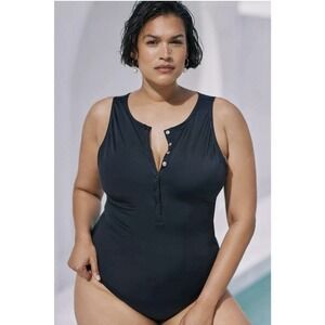 Andie The Malibu One Piece Swimsuit In Ribbed Black XL